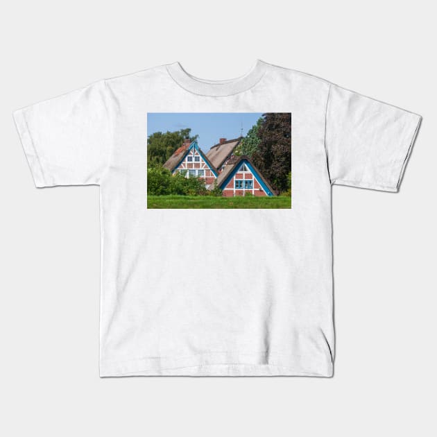 Half-timbered house, Mittelkirchen, Altes Land, Lower Saxony, Germany Kids T-Shirt by Kruegerfoto